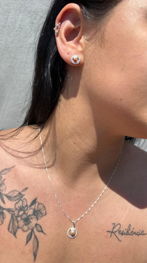 Conjunto perola cravejado